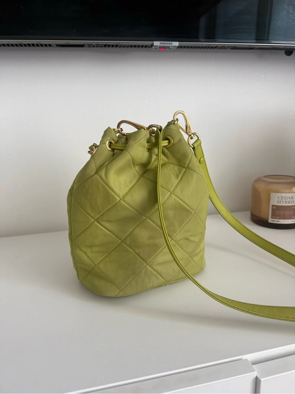 Prada Re-Edition Chaîne Re-Nylon Lime Shoulder Bag
